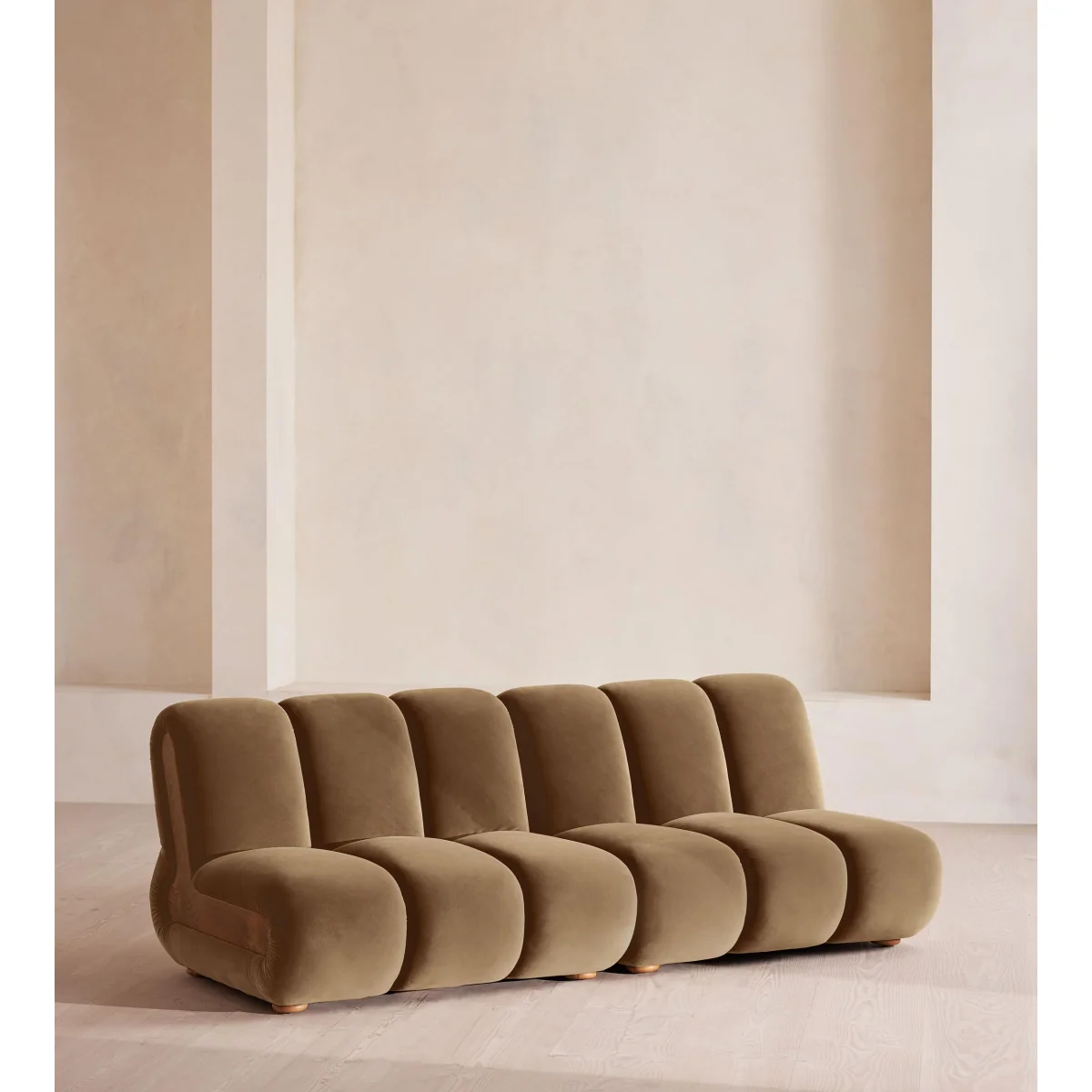 Noelle Modular Sofa, Four Seater, Velvet, Truffle, UK – image 3