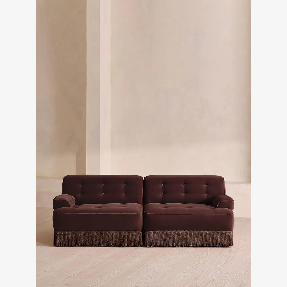 Elowen Modular Sofa, Three Seater, Velvet, Aubergine, UK – image 1
