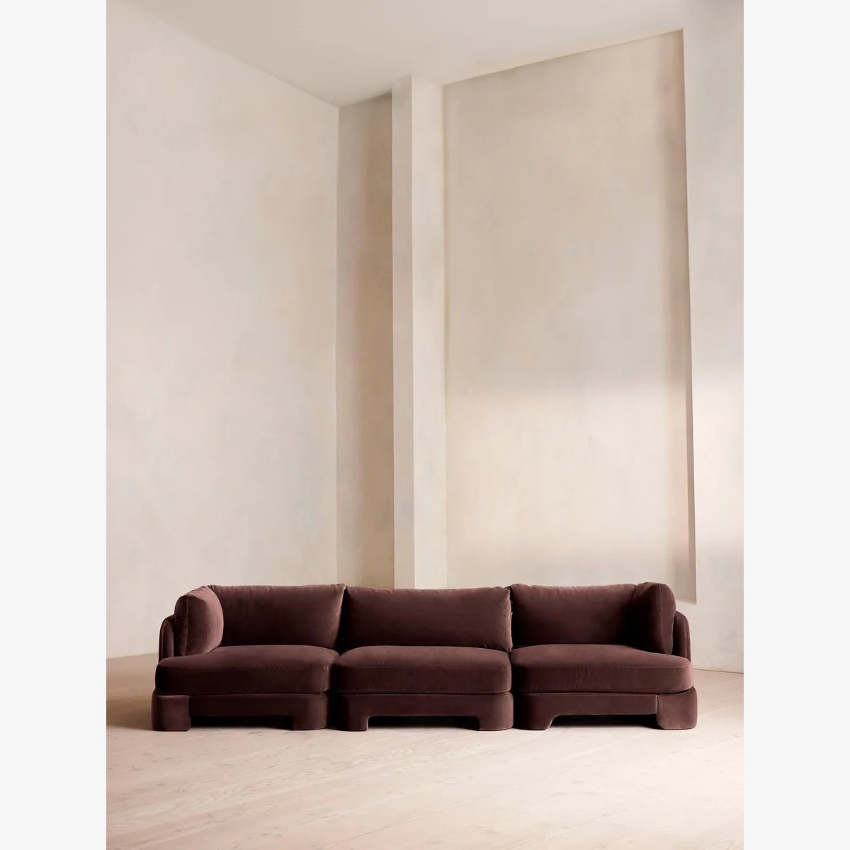Odell Deeper Sit Modular Sofa, Four Seater, Velvet, Aubergine, UK – image 1