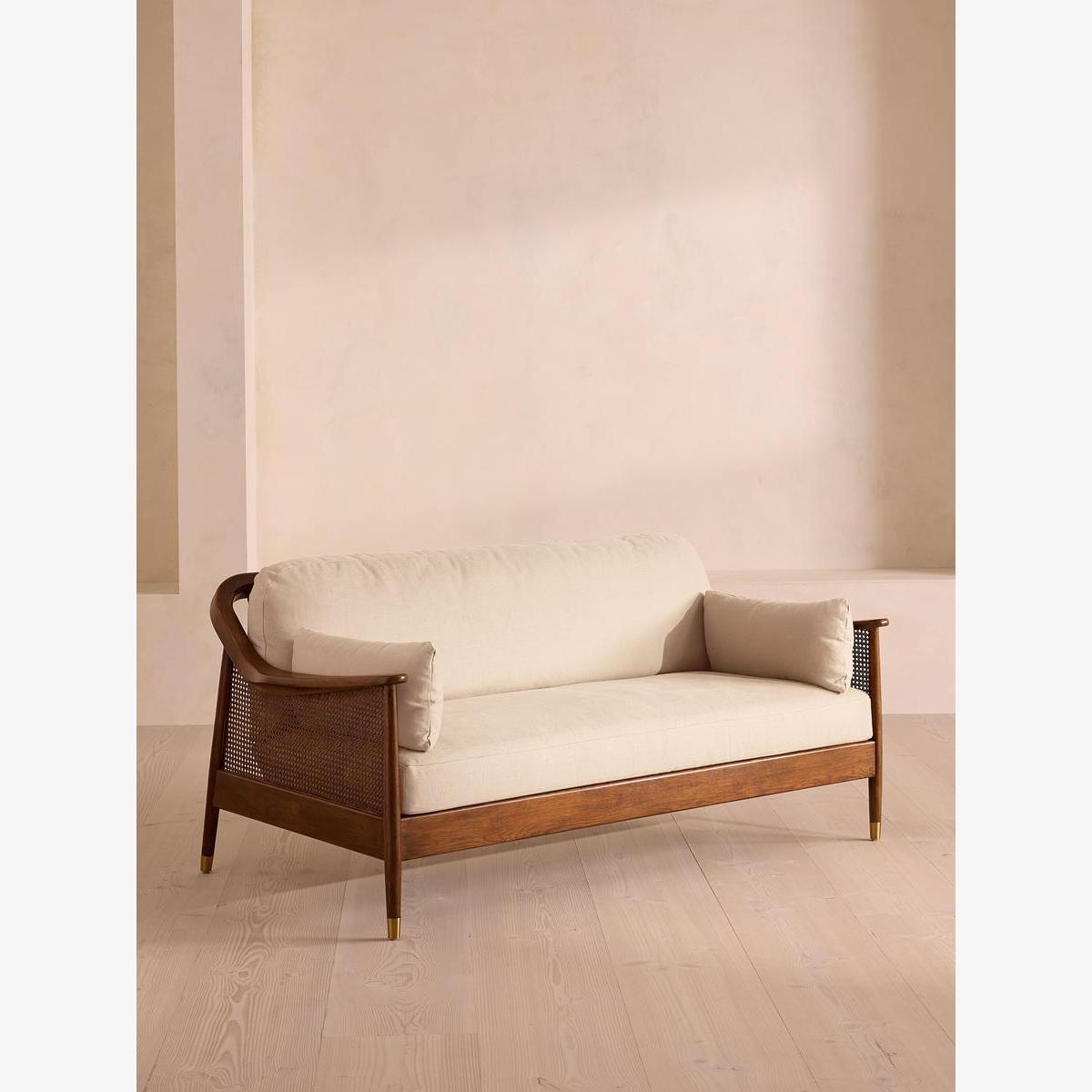 Atlanta Three Seater Sofa, Linen, Bisque – image 1