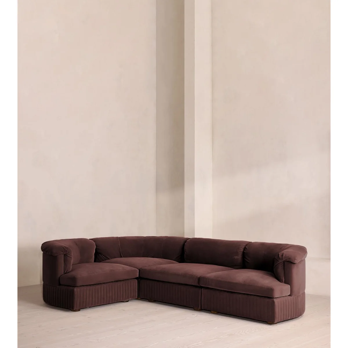 Oona Modular Sofa, L-Shape Sofa, Velvet, Aubergine, UK – image 2