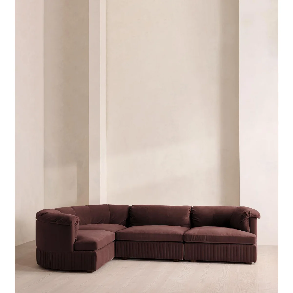 Oona Modular Sofa, L-Shape Sofa, Velvet, Aubergine, UK – image 3
