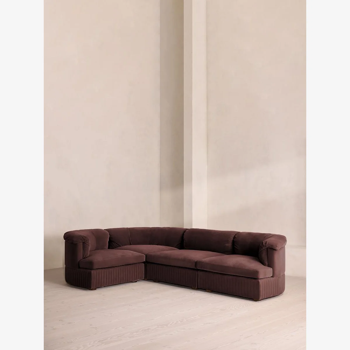 Oona Modular Sofa, L-Shape Sofa, Velvet, Aubergine, UK – image 1