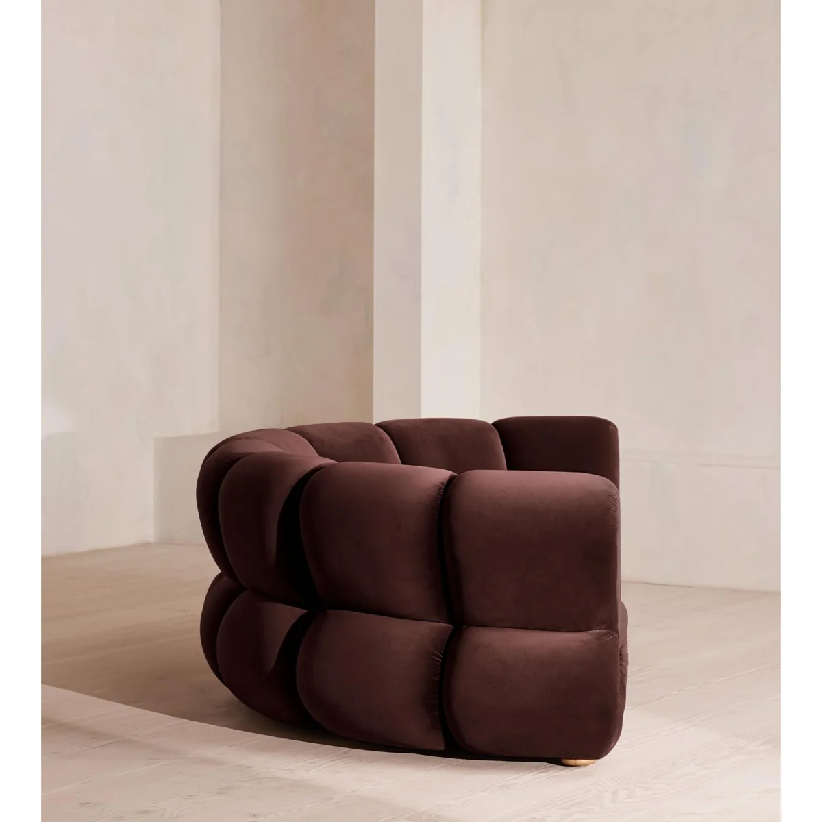 Noelle Modular Curved Sofa, Four Seater, Velvet, Aubergine, UK – image 4