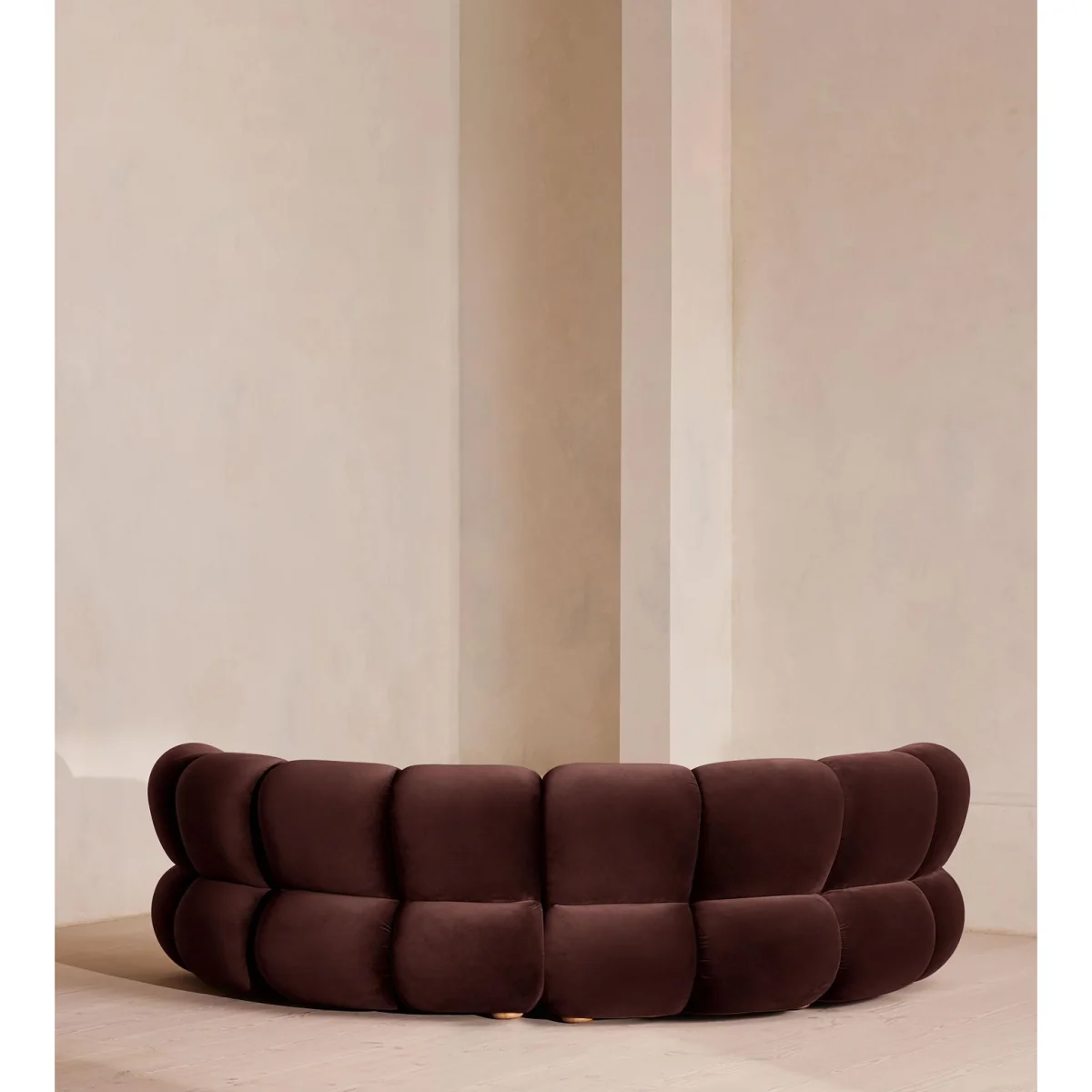 Noelle Modular Curved Sofa, Four Seater, Velvet, Aubergine, UK – image 5