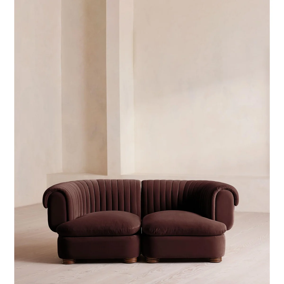 Rava Modular Sofa, Three Seater, Velvet, Aubergine, UK – image 2