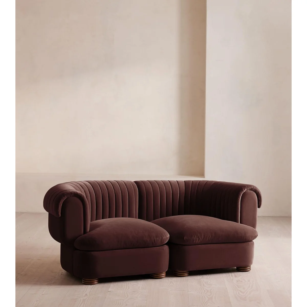 Rava Modular Sofa, Three Seater, Velvet, Aubergine, UK – image 3
