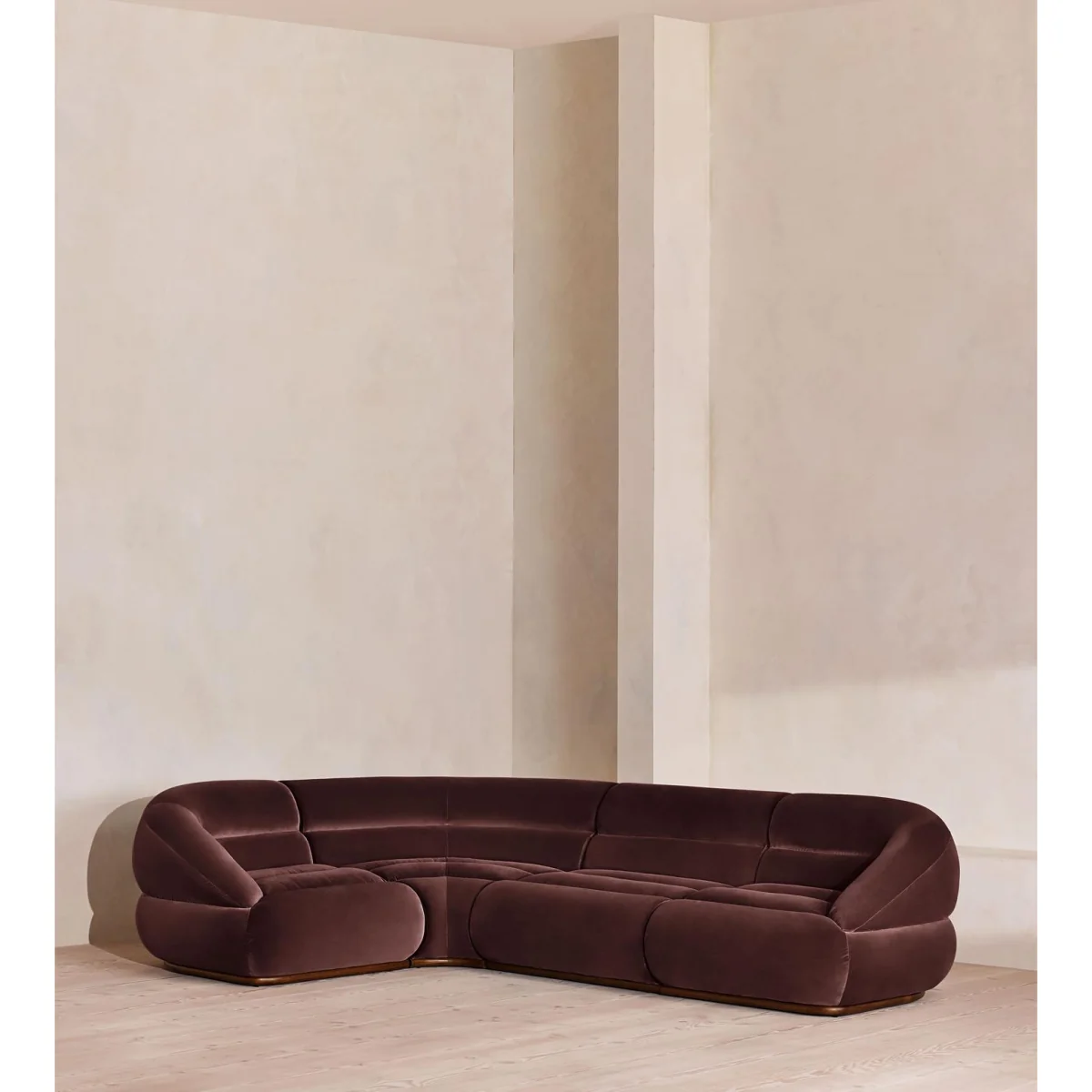 Edison Modular Sofa, L-Shape Sofa, Velvet, Aubergine UK – image 2