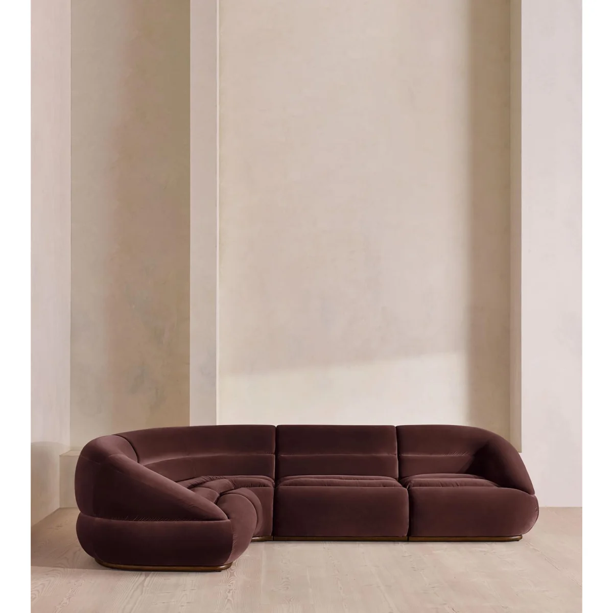 Edison Modular Sofa, L-Shape Sofa, Velvet, Aubergine UK – image 3
