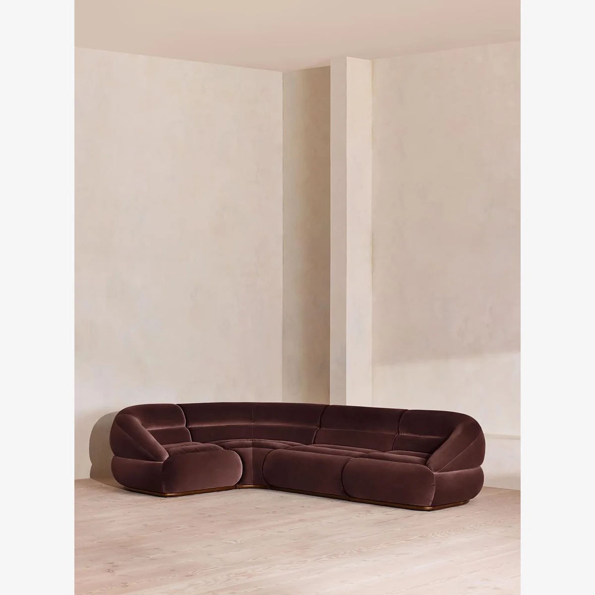 Edison Modular Sofa, L-Shape Sofa, Velvet, Aubergine UK – image 1