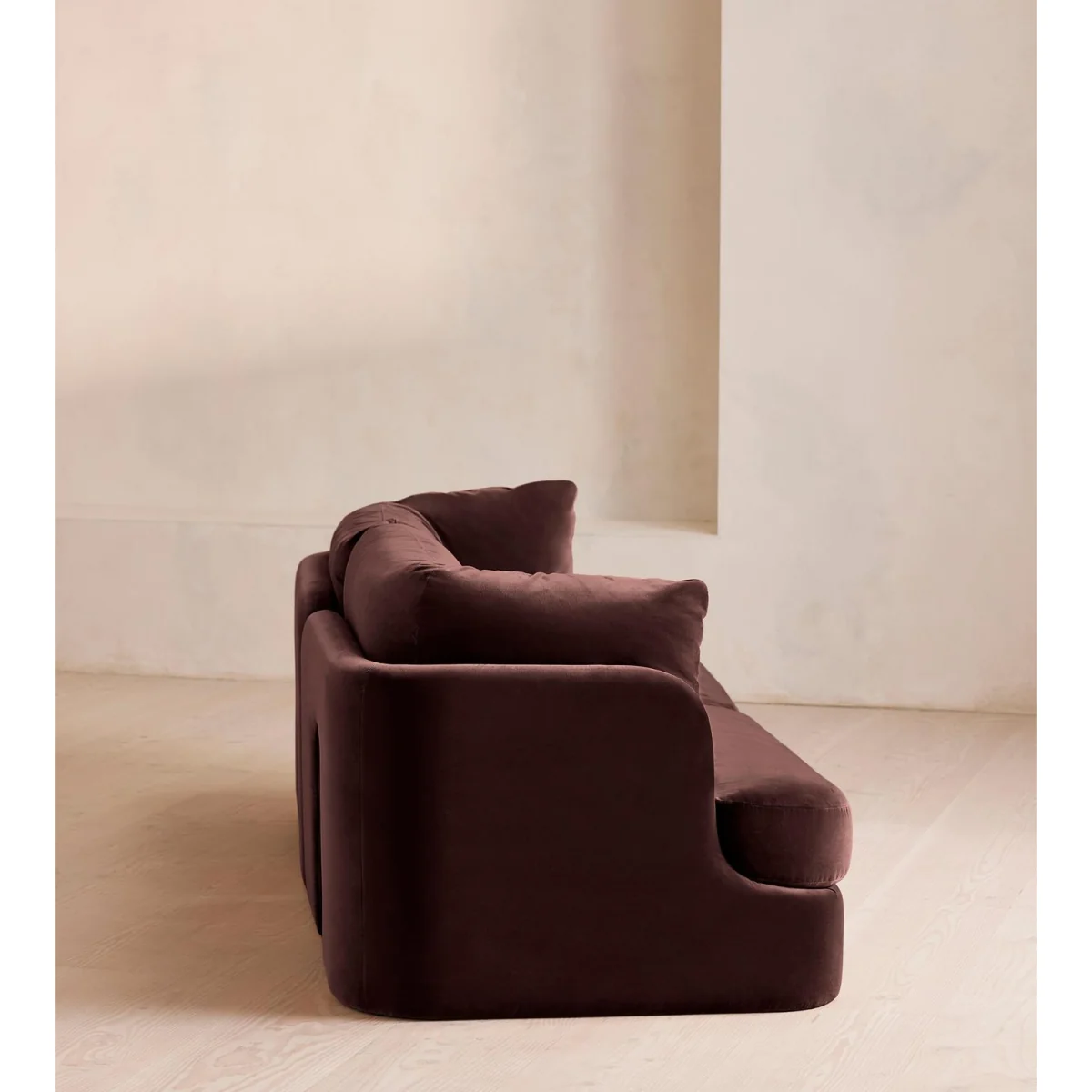 Odell Modular Sofa, Three Seater, Velvet, Aubergine, UK – image 4