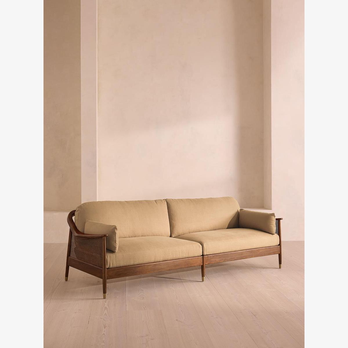 Atlanta Four Seater Sofa, Linen, Wheat – image 1