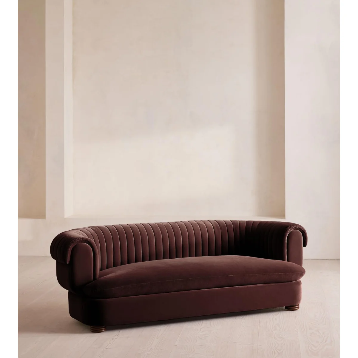 Rava Three Seater Sofa, Velvet, Aubergine, UK – image 3