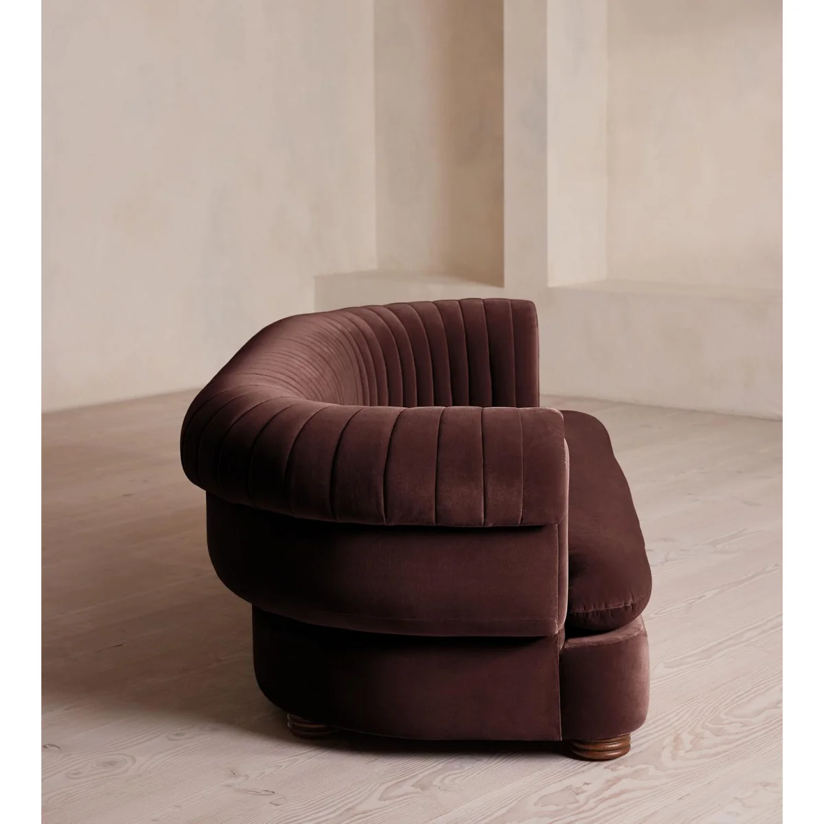 Rava Three Seater Sofa, Velvet, Aubergine, UK – image 4