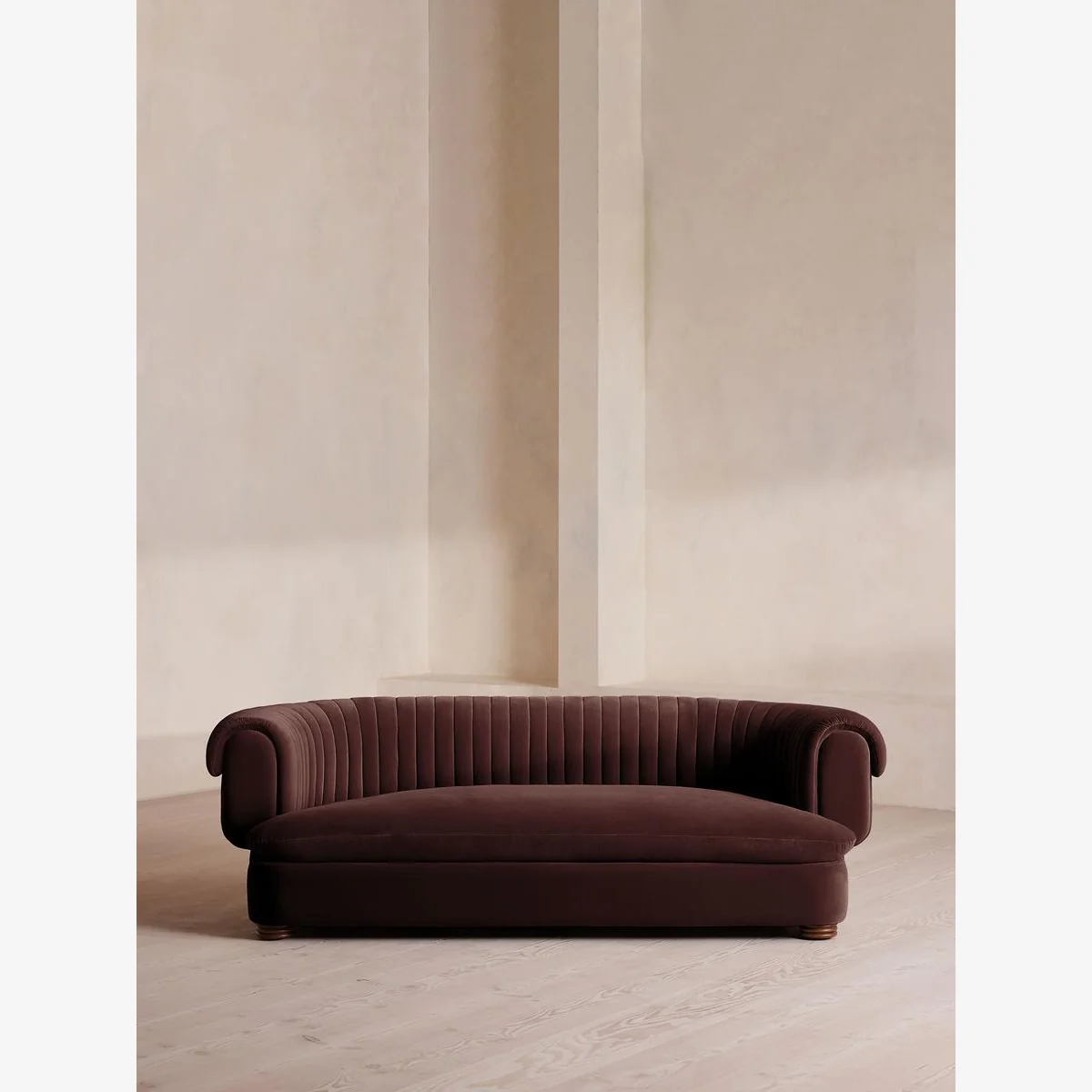 Rava Three Seater Sofa, Velvet, Aubergine, UK – image 1