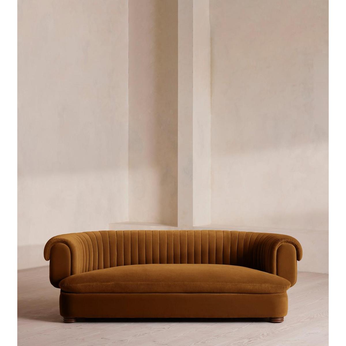 Rava Three Seater Sofa, Velvet, Mustard – image 3