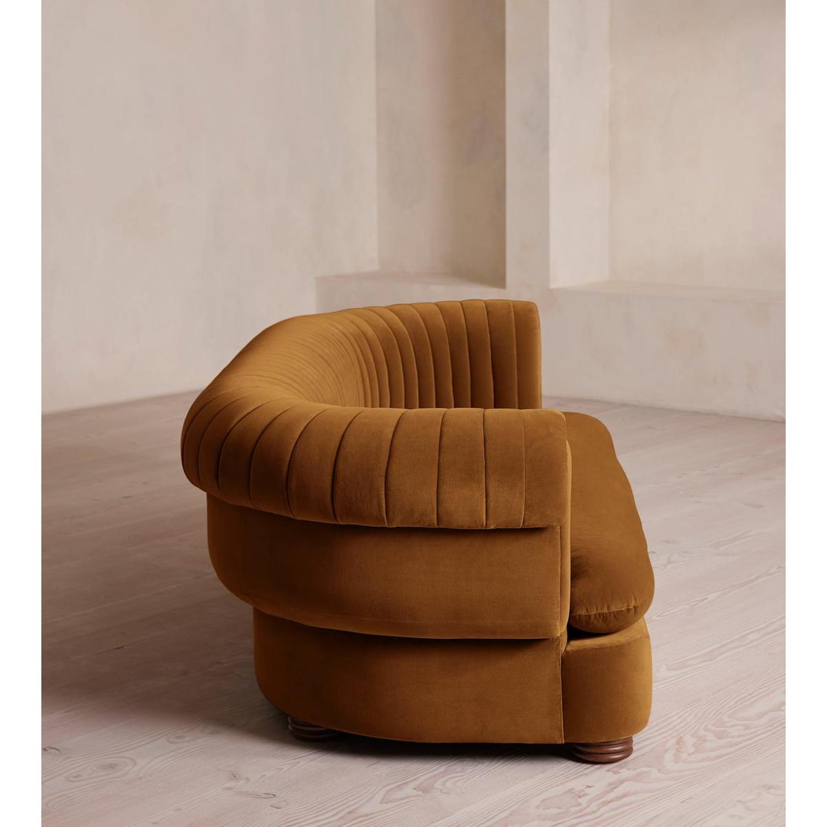 Rava Three Seater Sofa, Velvet, Mustard – image 4