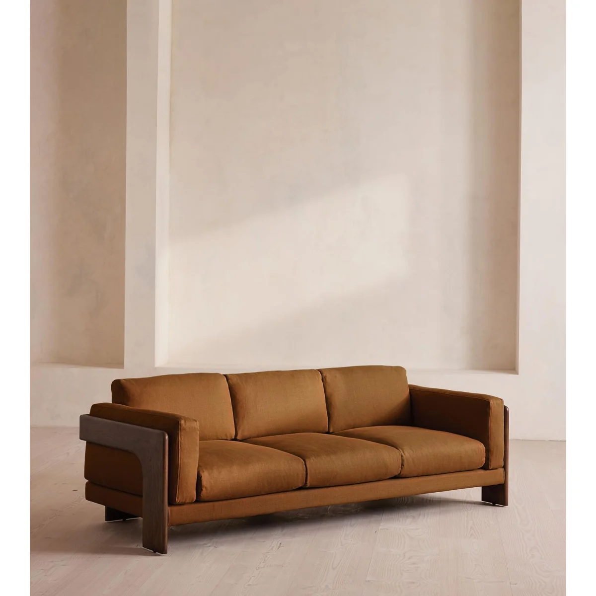 Marcia Three Seater Sofa, Linen, Terracotta, UK – image 2