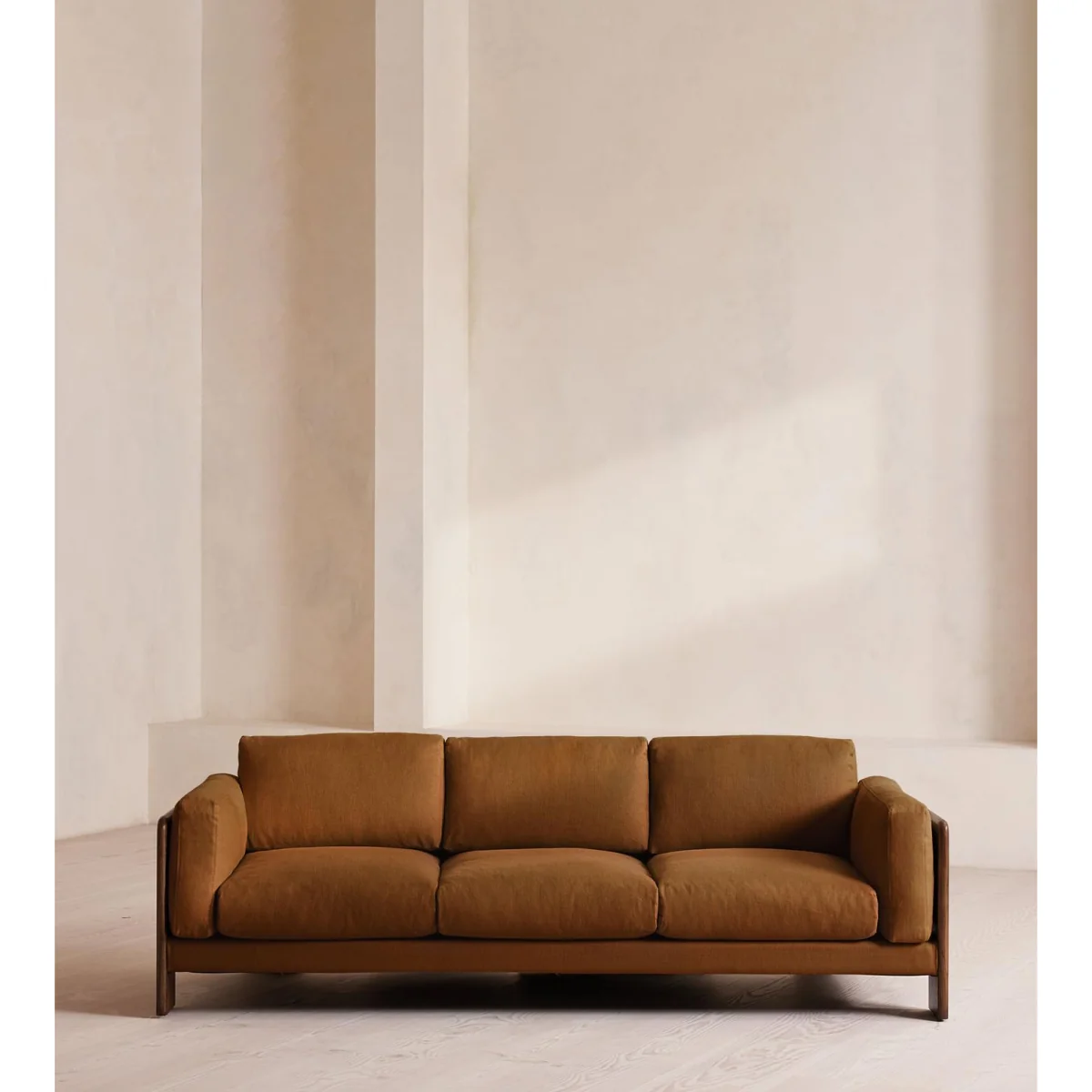 Marcia Three Seater Sofa, Linen, Terracotta, UK – image 3