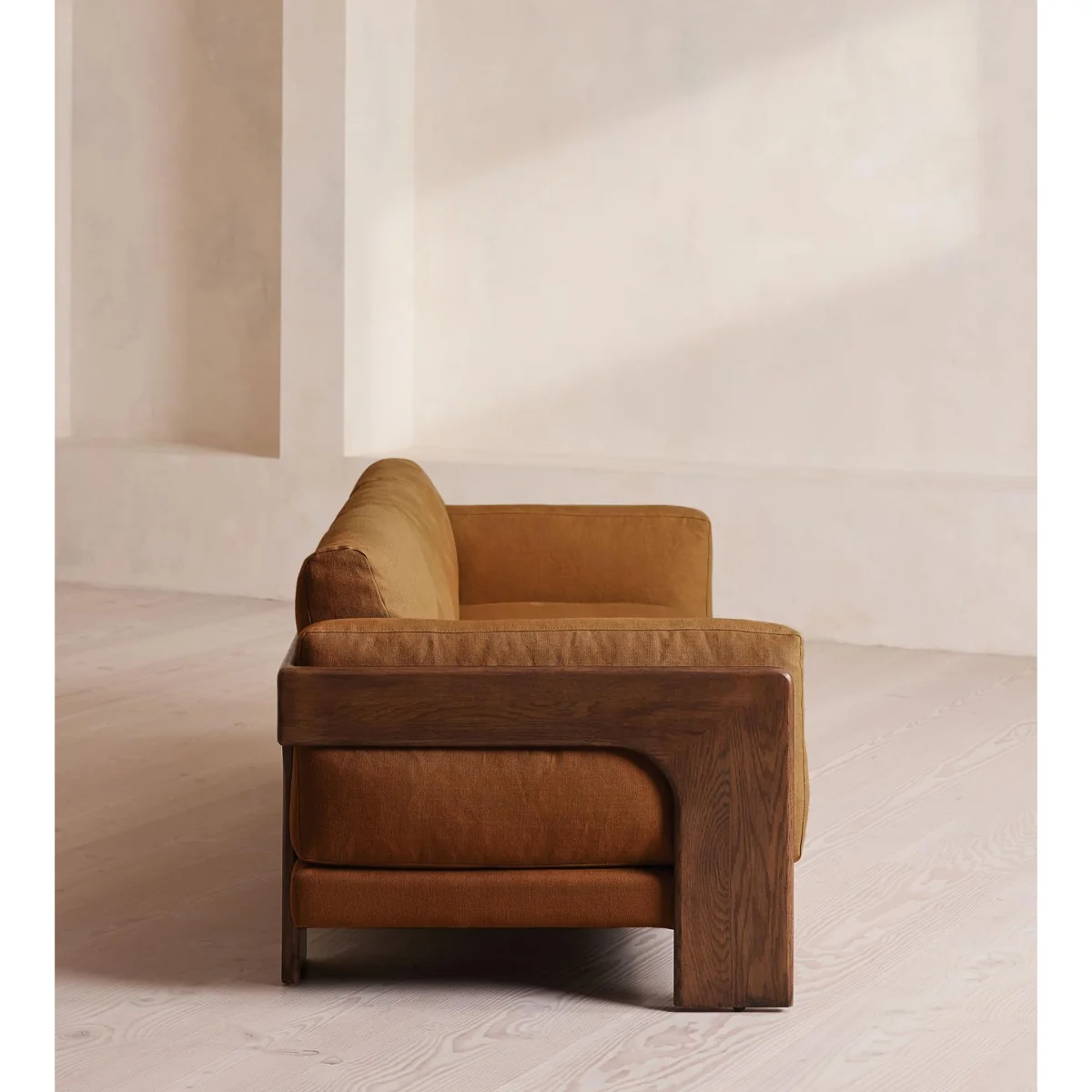 Marcia Three Seater Sofa, Linen, Terracotta, UK – image 4