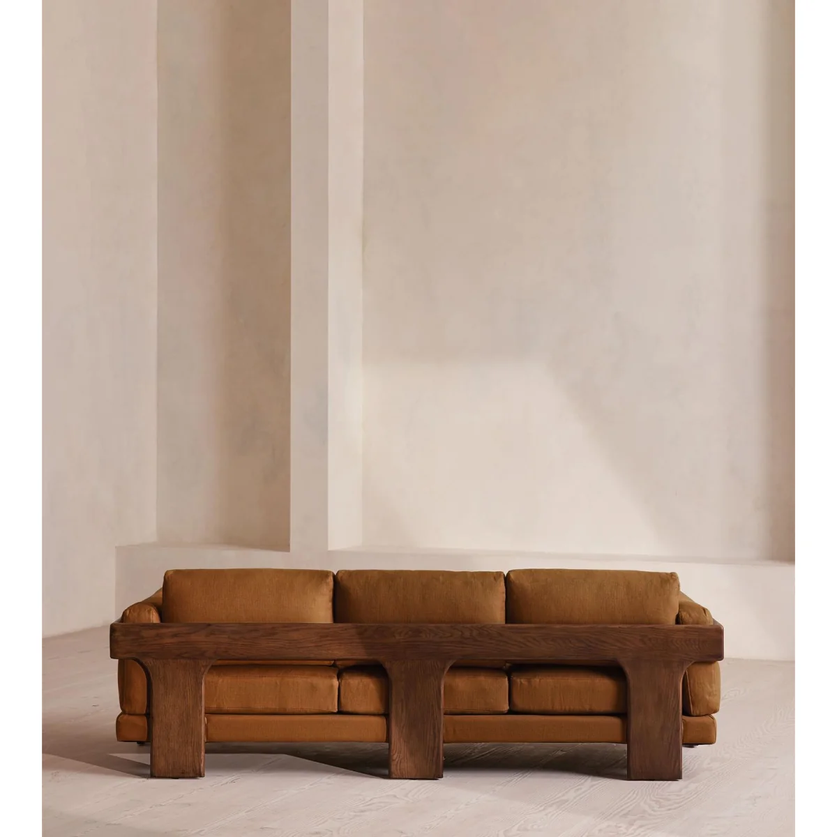Marcia Three Seater Sofa, Linen, Terracotta, UK – image 5