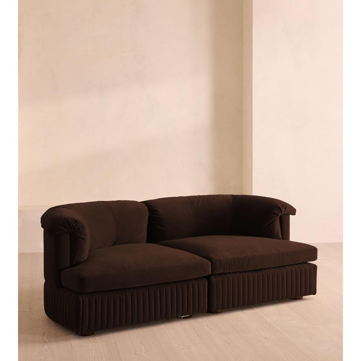 Oona Modular Sofa, Three Seater, Velvet, Chocolate UK – image 2