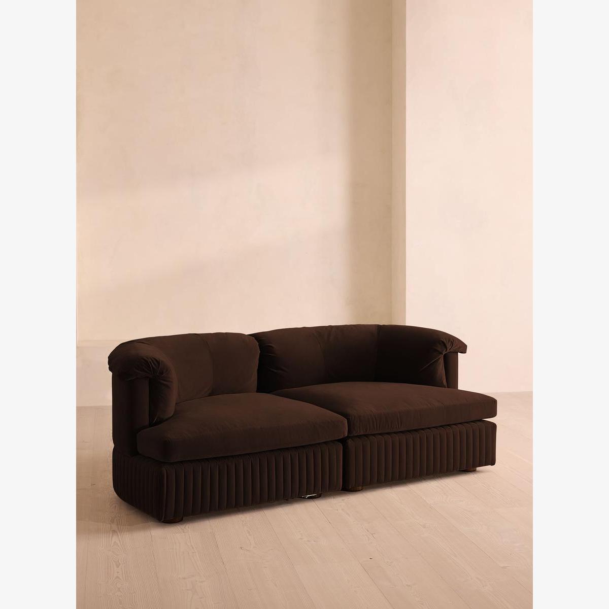 Oona Modular Sofa, Three Seater, Velvet, Chocolate UK – image 1