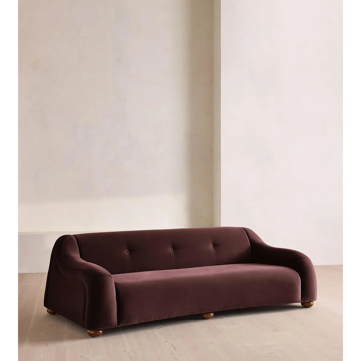 Liana Three Seater Sofa, Velvet, Aubergine, UK – image 2