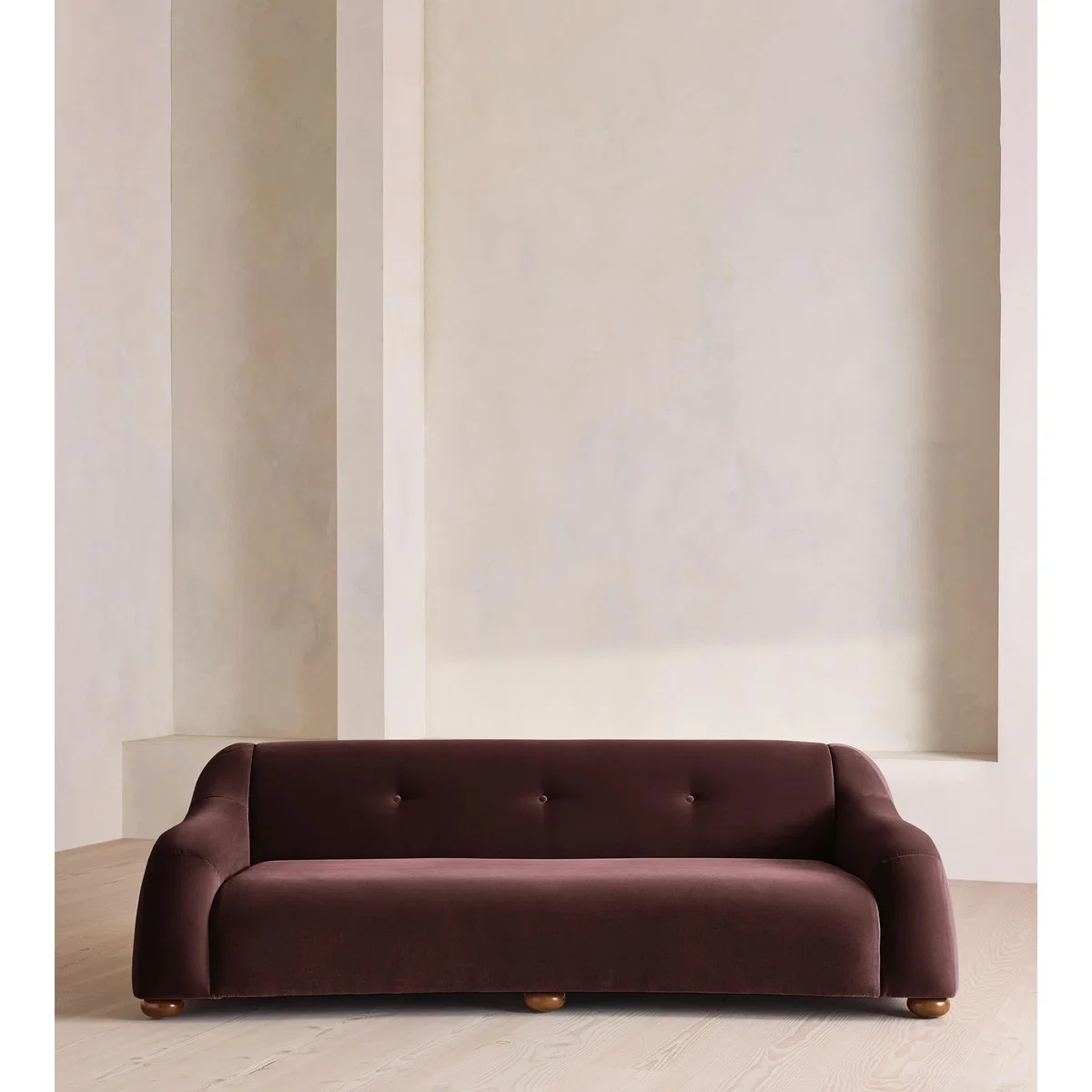 Liana Three Seater Sofa, Velvet, Aubergine, UK – image 3