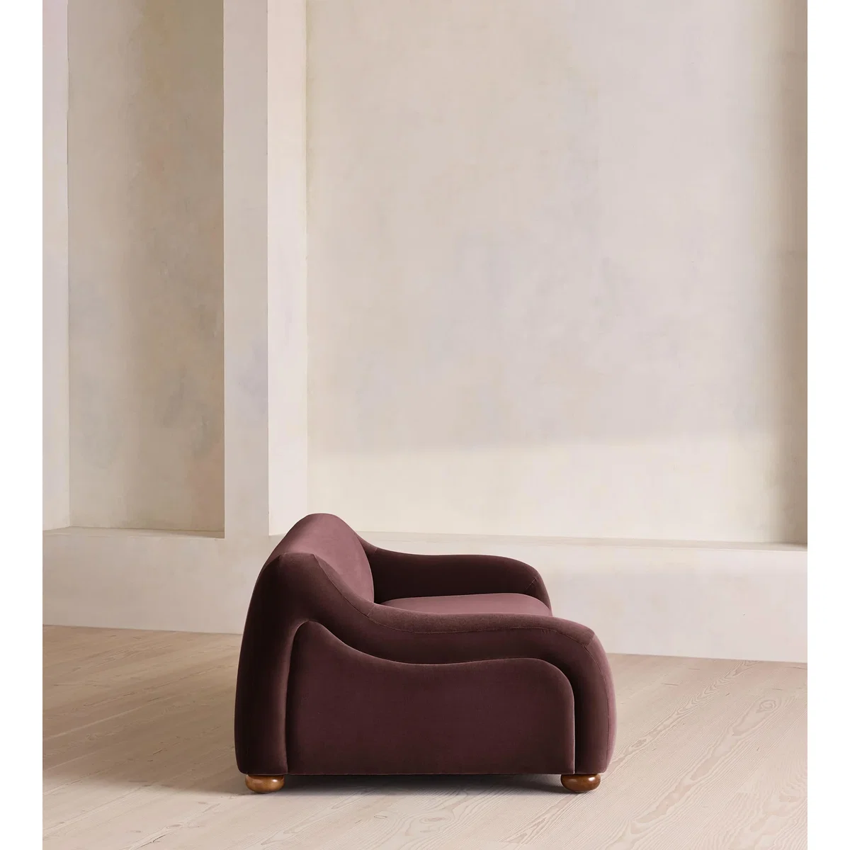 Liana Three Seater Sofa, Velvet, Aubergine, UK – image 4