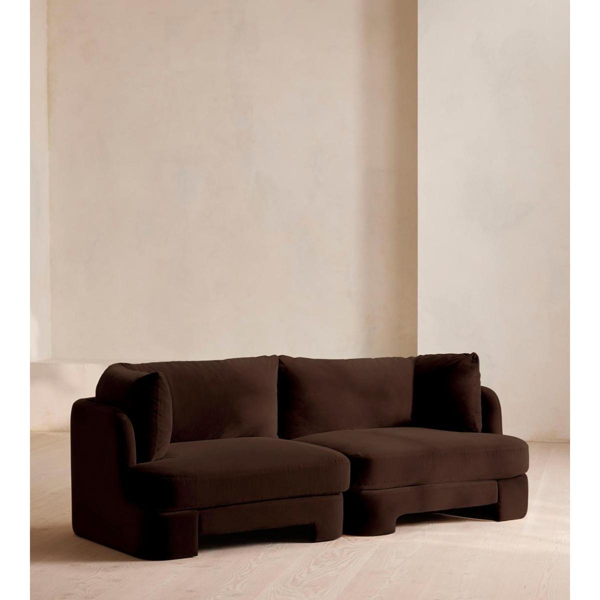 Odell Deeper Sit Modular Sofa, Three Seater, Velvet, Chocolate UK – image 2