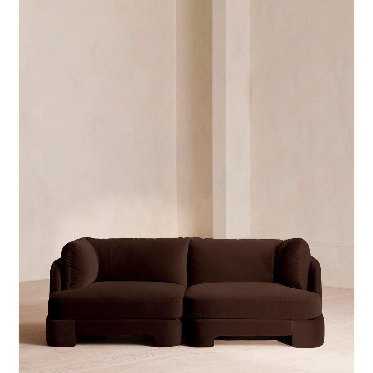 Odell Deeper Sit Modular Sofa, Three Seater, Velvet, Chocolate UK – image 3