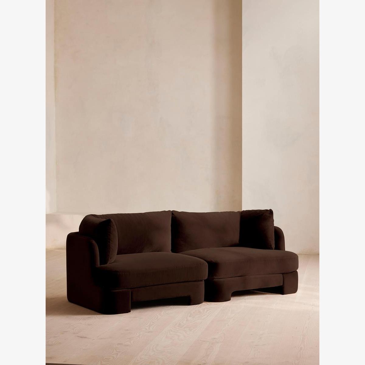 Odell Deeper Sit Modular Sofa, Three Seater, Velvet, Chocolate UK – image 1