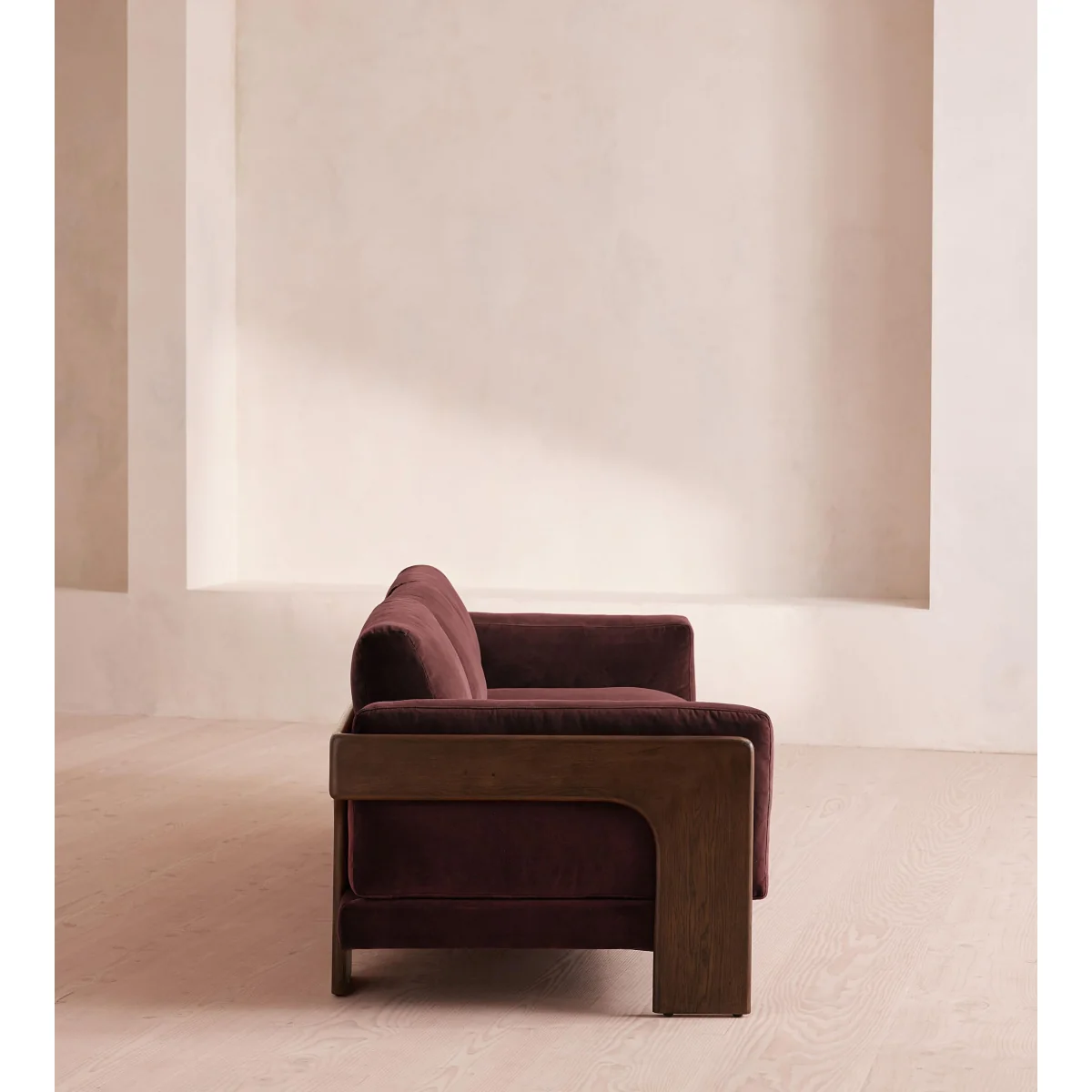 Marcia Three Seater Sofa, Aubergine Velvet, UK – image 4