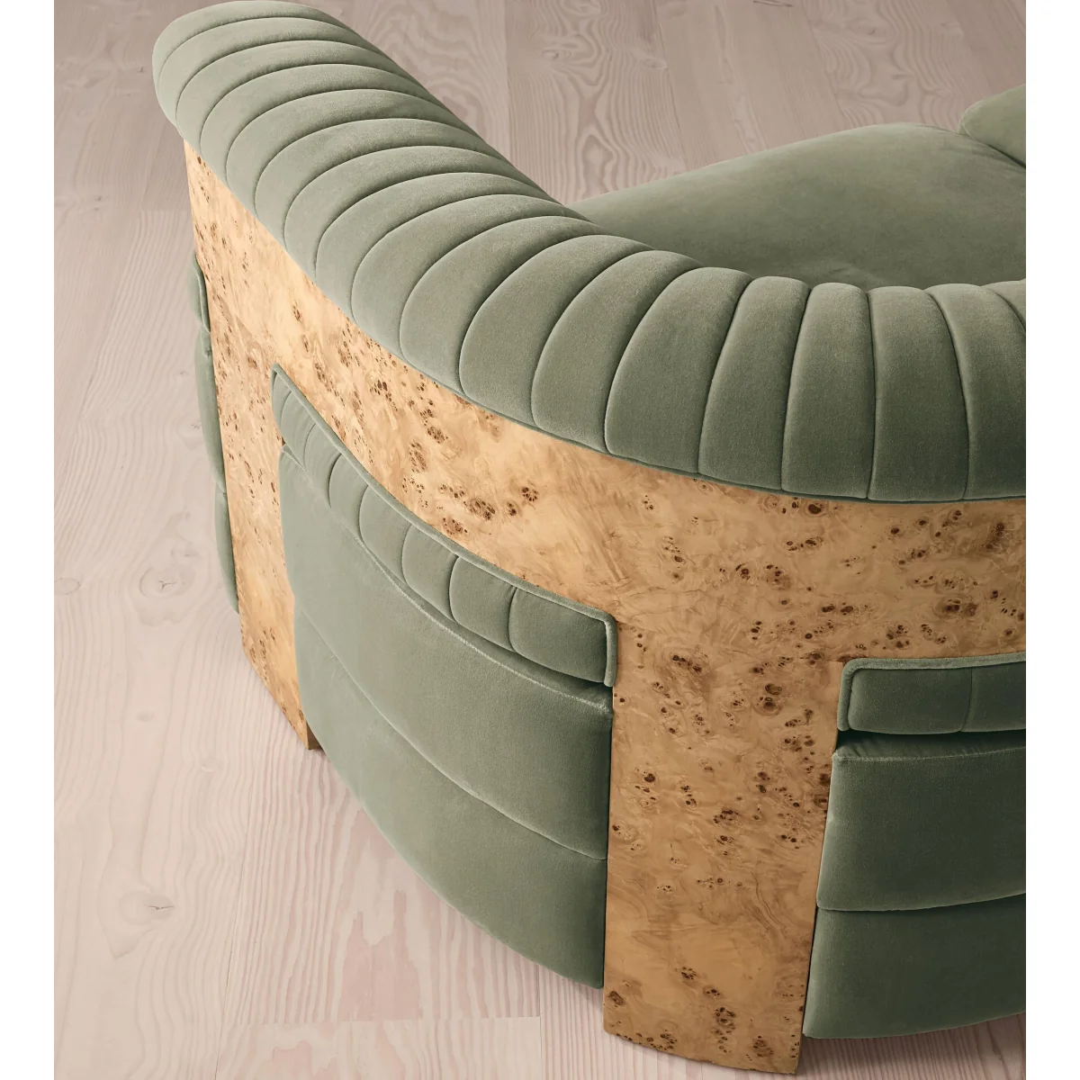 Caleb Modular Sofa, Four Seater, Velvet, Seafoam, Blonde Burl, UK – image 7
