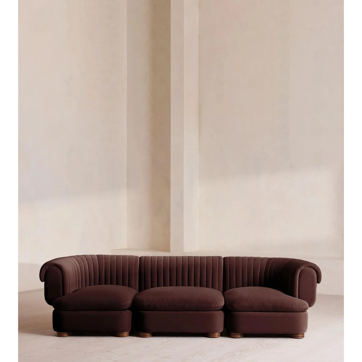 Rava Modular Sofa, Four Seater, Velvet, Aubergine, UK – image 2