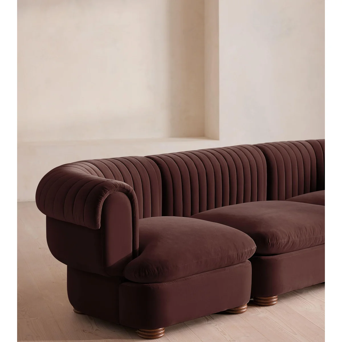 Rava Modular Sofa, Four Seater, Velvet, Aubergine, UK – image 6