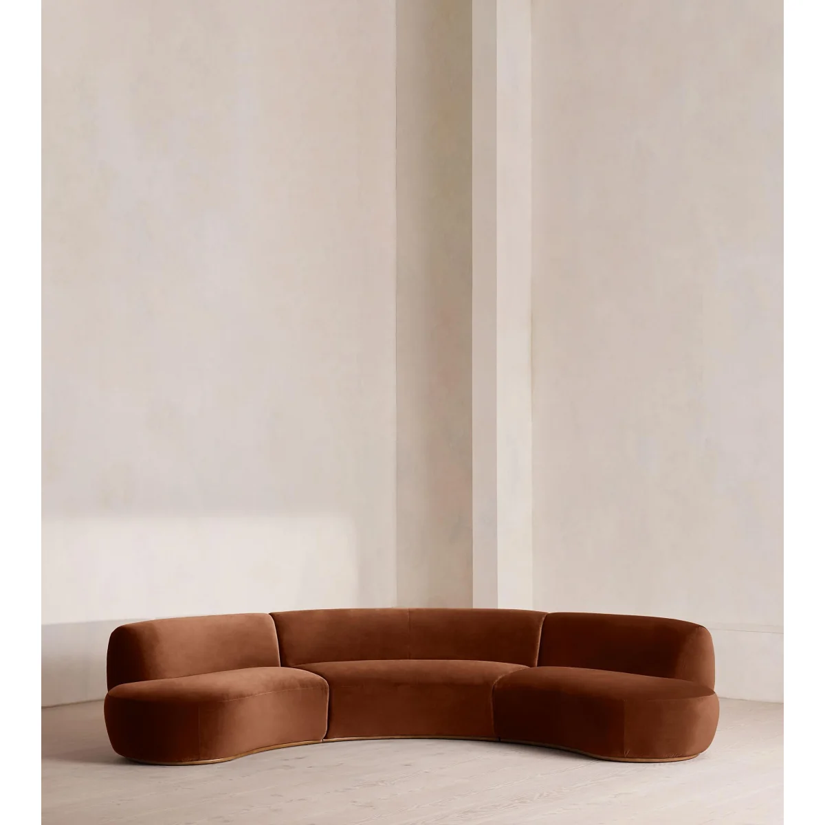 Aline Serpentine Modular Sofa, Four Seater, Velvet, Cinnamon, UK – image 2