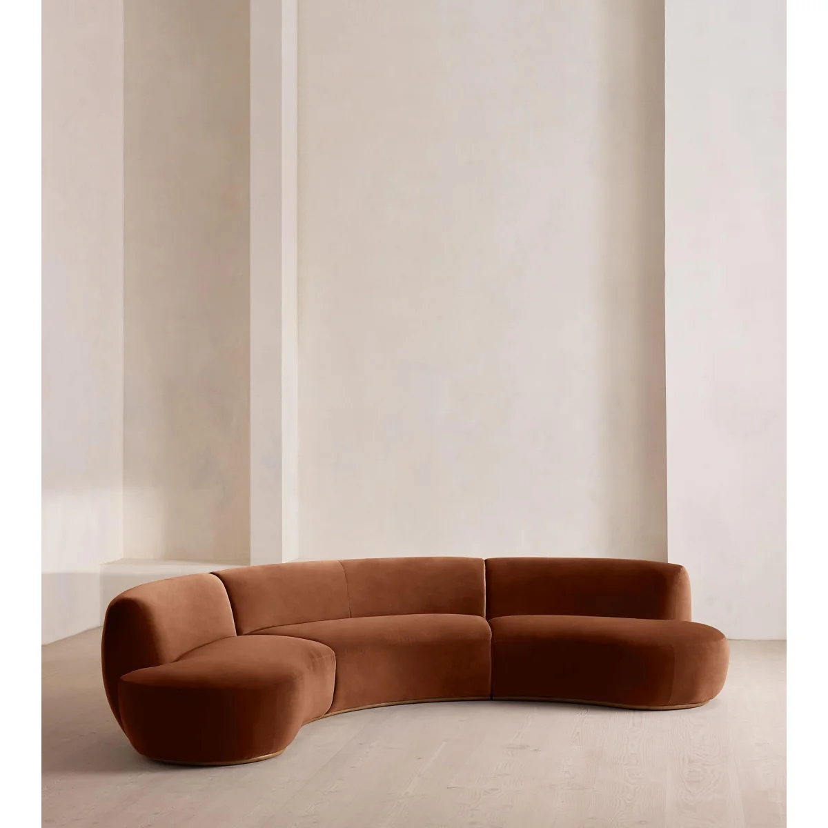 Aline Serpentine Modular Sofa, Four Seater, Velvet, Cinnamon, UK – image 3