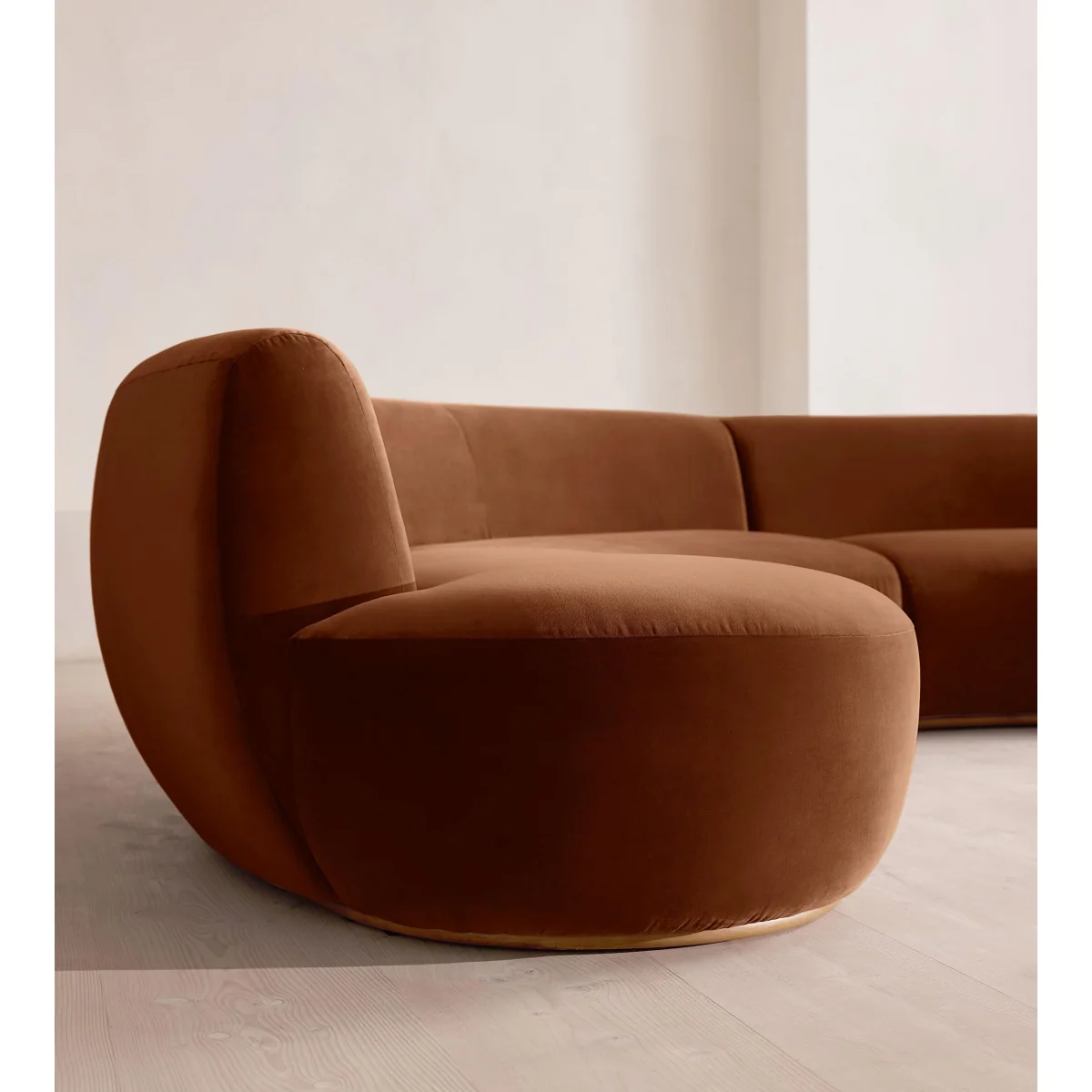 Aline Serpentine Modular Sofa, Four Seater, Velvet, Cinnamon, UK – image 6