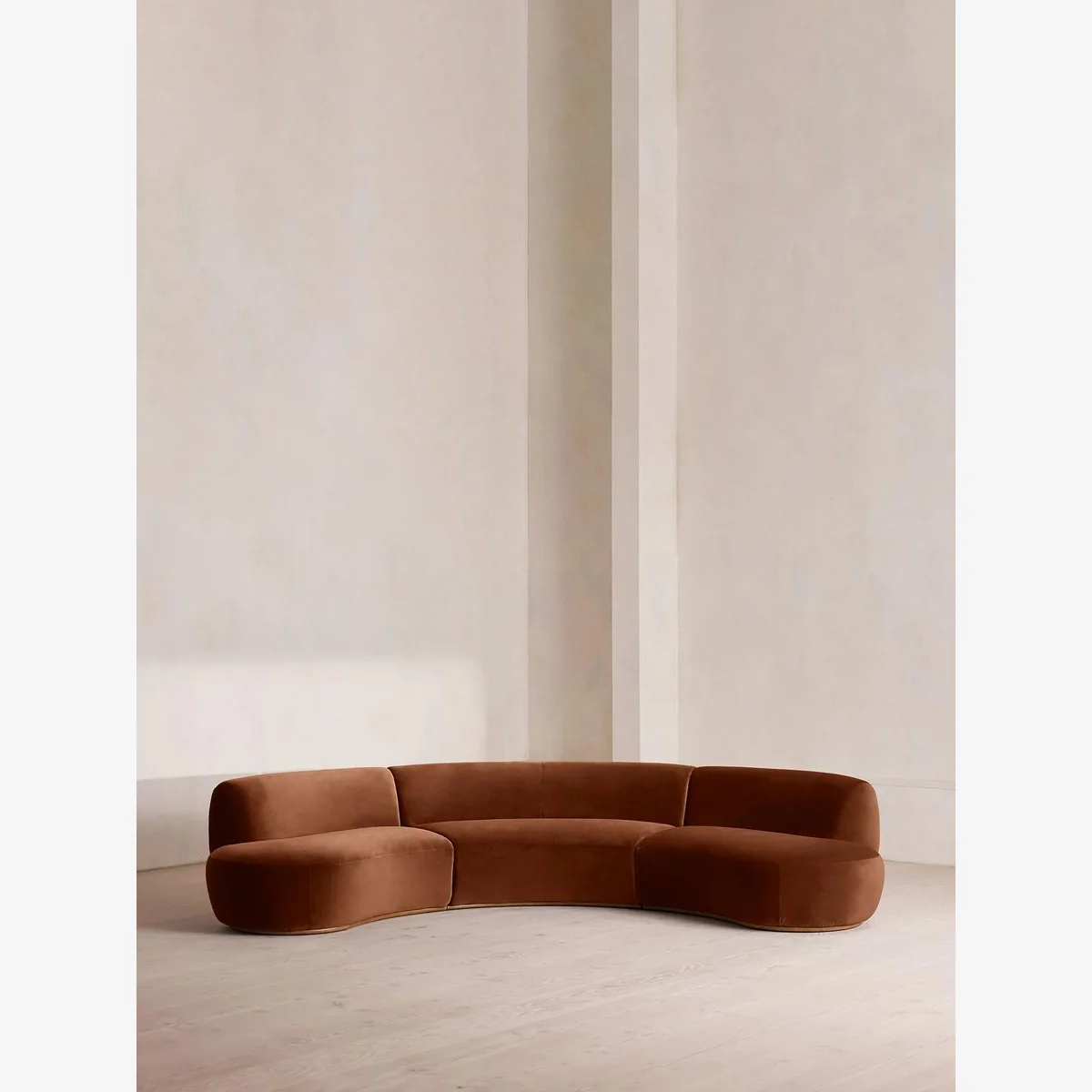 Aline Serpentine Modular Sofa, Four Seater, Velvet, Cinnamon, UK – image 1