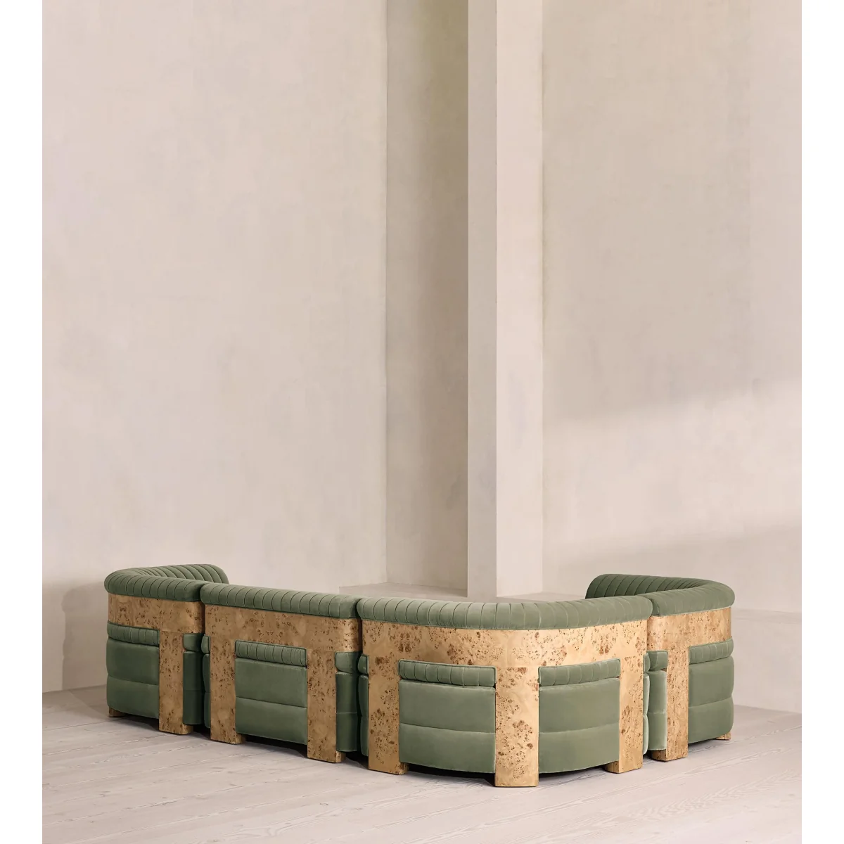 Caleb Modular Sofa, L-Shape Sofa, Velvet, Seafoam, Blonde Burl, UK – image 4