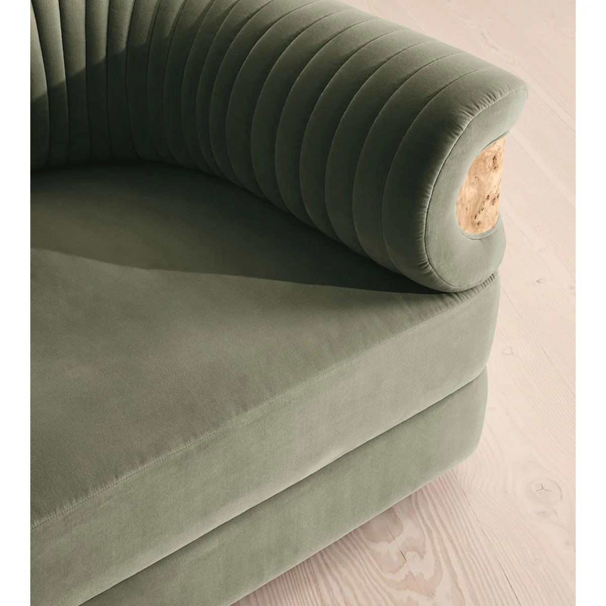 Caleb Modular Sofa, L-Shape Sofa, Velvet, Seafoam, Blonde Burl, UK – image 5