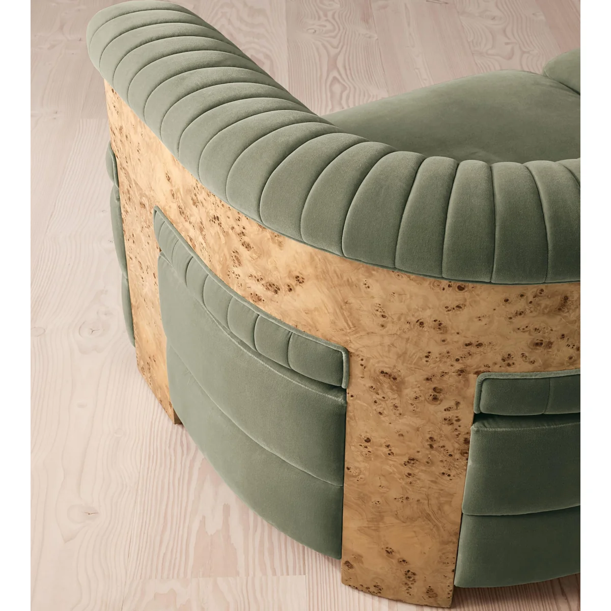 Caleb Modular Sofa, L-Shape Sofa, Velvet, Seafoam, Blonde Burl, UK – image 6