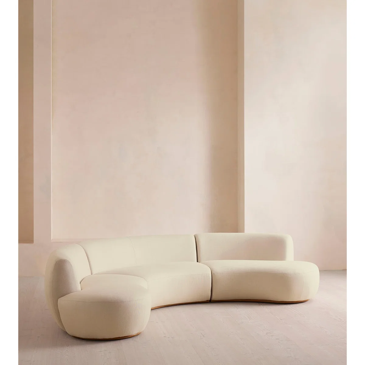 Aline Serpentine Modular Sofa, Four Seater, Linen, Bisque, UK – image 3