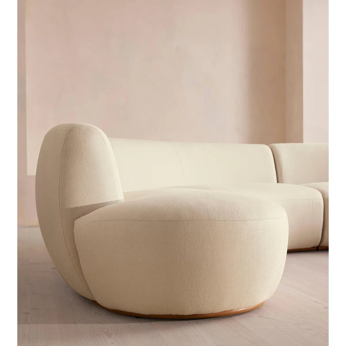Aline Serpentine Modular Sofa, Four Seater, Linen, Bisque, UK – image 7