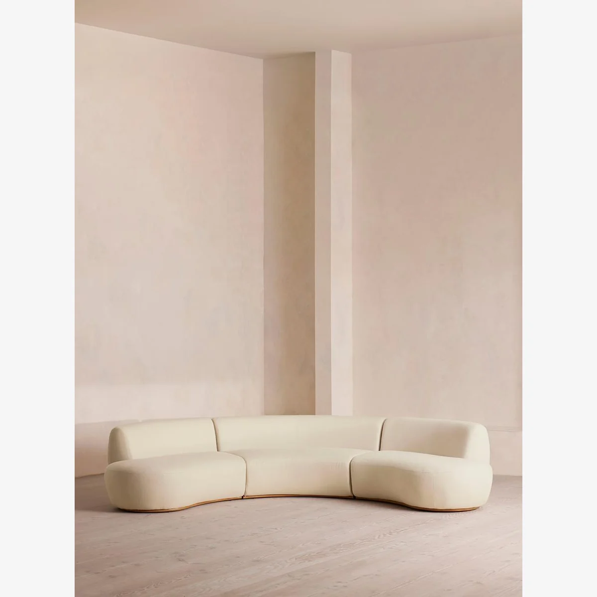Aline Serpentine Modular Sofa, Four Seater, Linen, Bisque, UK – image 1