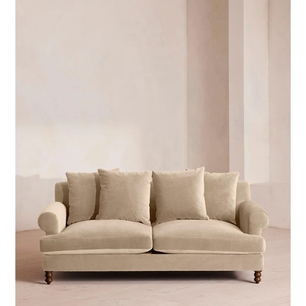 Audrey Two Seater Sofa, Velvet, Oyster, UK – image 2