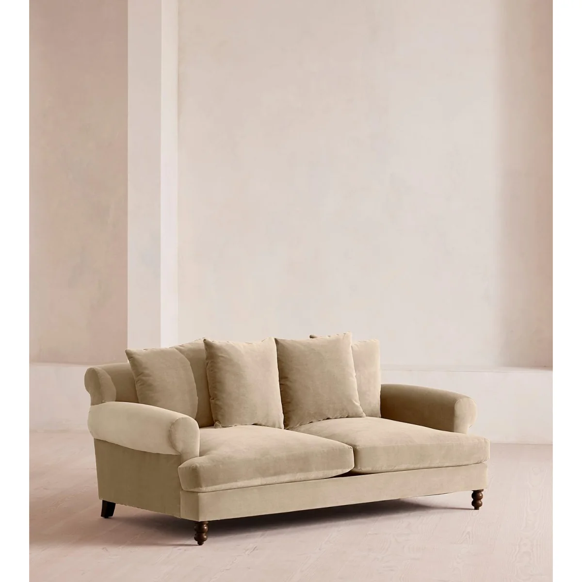 Audrey Two Seater Sofa, Velvet, Oyster, UK – image 3