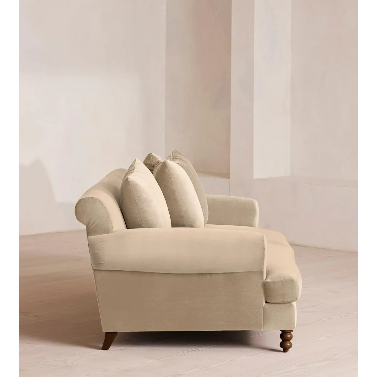 Audrey Two Seater Sofa, Velvet, Oyster, UK – image 4